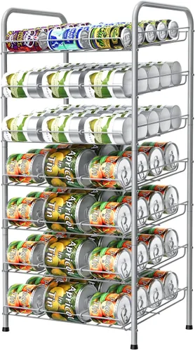 Miniatura 8 de Vrisa Organizador de latas para despensa, organizador de latas de 7 niveles, dispensador de almacenamiento de latas de metal, con capacidad