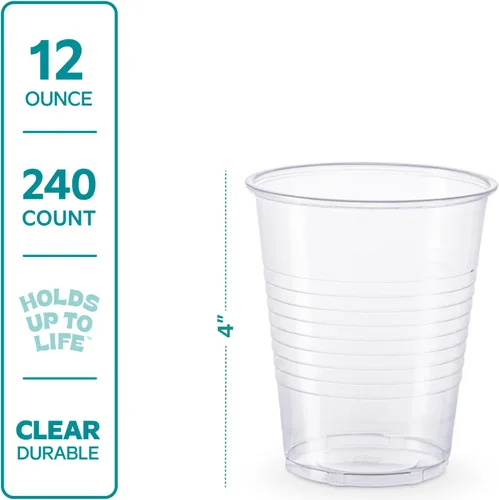 Miniatura 2 de GUSTO Vasos de plástico transparente [12 onzas – 240 unidades] Vasos desechables para bebidas frías para fiestas, eventos y uso diario
