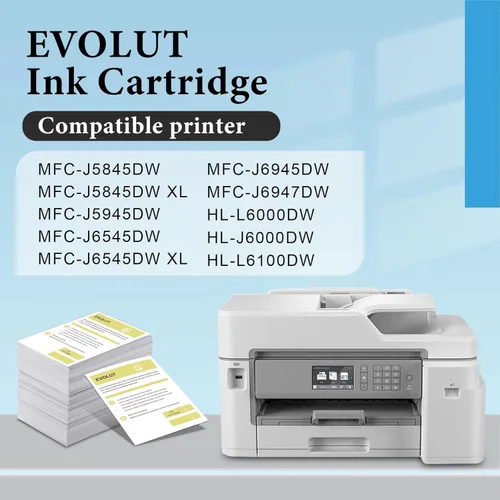 Miniatura 2 de EVOLUT - Cartuchos de tinta compatibles con Brother LC3037 (negro, cian, magenta y amarillo, paquete de 4)