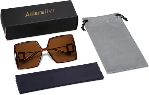 Miniatura 6 de Allarallvr Gafas de sol cuadradas de gran tamaño para mujer, gafas de sol Tetro de moda para mujer, gafas de sol AR82009