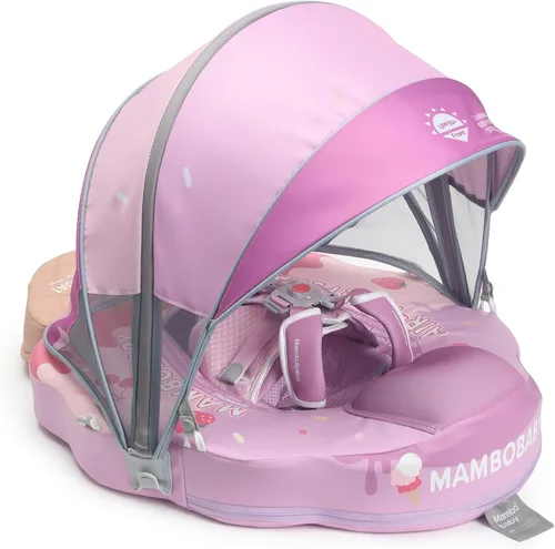 Miniatura 22 de Mambobaby Flotador de natación para bebé con toldo, flotador de bebé sólido no inflable, material de cuero suave impermeable y agradable a la piel