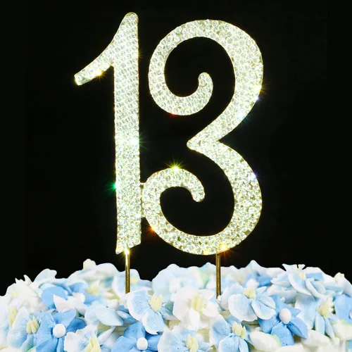 Miniatura 10 de 50 decoraciones para tartas Gemas de diamantes de imitación brillantes de alta calidad Ideas de decoración de fiesta de cumpleaños 50 o Oro