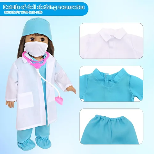 Miniatura 7 de MSYO Juego médico de 18 pulgadas con bata blanca, herramientas quirúrgicas y quirúrgicas, disfraz de juego de rol para niños de 3 a 12 años, se