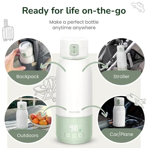 Miniatura 6 de Calentador de leche portátil para viajes, modo de pasteurización, capacidad de 17 onzas, calentamiento rápido de 3 minutos y batería de larga