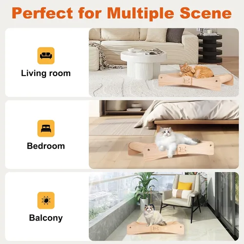 Miniatura 7 de Cama rascador de sisal para gatos, poste rascador extra grande para gatos con cama de escalada, tabla de rascar de madera con almohadilla de sisal