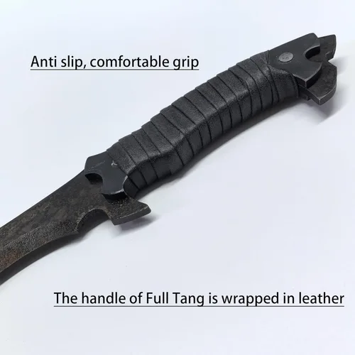 Miniatura 4 de SV Espada de corte artesanal hecha a mano de manganeso y acero, de tang completo, para exteriores, caza, camping, senderismo, supervivencia