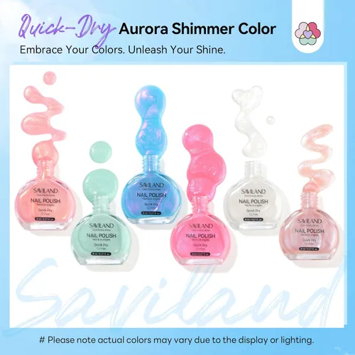 Miniatura 3 de SAVILAND - Juego de esmaltes de uñas perlados: esmalte de uñas de sirena de secado rápido, kit de esmalte de uñas en laca perlada de 6 colores rosa