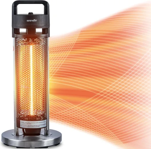 SereneLife Calentador infrarrojo para patio, calentador eléctrico para patio con control remoto, 900 W, calentadores de interior/exterior para