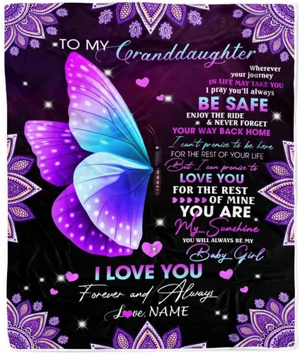 Miniatura 13 de Manta personalizada con texto en inglés «To My Granddaughter from Grandma Grandpa Sunflower Never Forget That I Love You», manta de forro polar