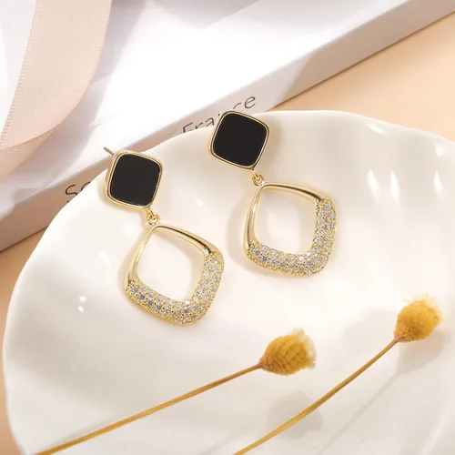 Miniatura 6 de BTOYM Dangle Earrings 14k Gold Plated Drop Earrings Double Linear Geometric Round Diamond Boho Earrings for Women Girls