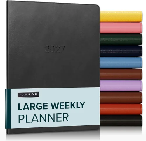 Miniatura 88 de Harbor Agenda semanal y mensual grande 2025-2026 – Agenda con calendario y cuaderno, piel sintética duradera, 192 páginas, tapa blanda