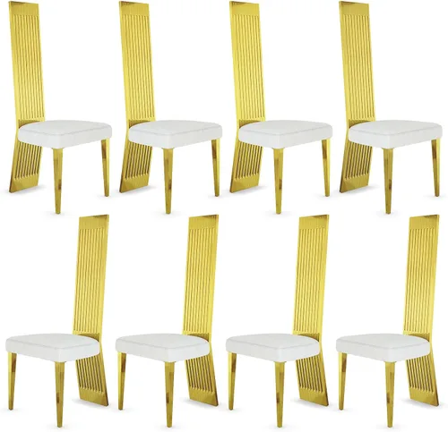 Miniatura 20 de Boucle - Juego de 8 sillas de comedor negras, modernas sillas de comedor tapizadas con respaldo alto con marco de acero inoxidable resistente
