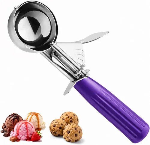 Cuchara de helado, cuchara de galletas de tamaño pequeño, cuchara de melón con liberación de gatillo para albóndigas de melón, cuchara de helado de