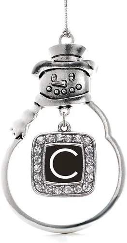 Miniatura 26 de Inspired Silver - Adorno de rodillo de reina - Adorno cuadrado de plata con muñeco de nieve con joyas de circonita cúbica