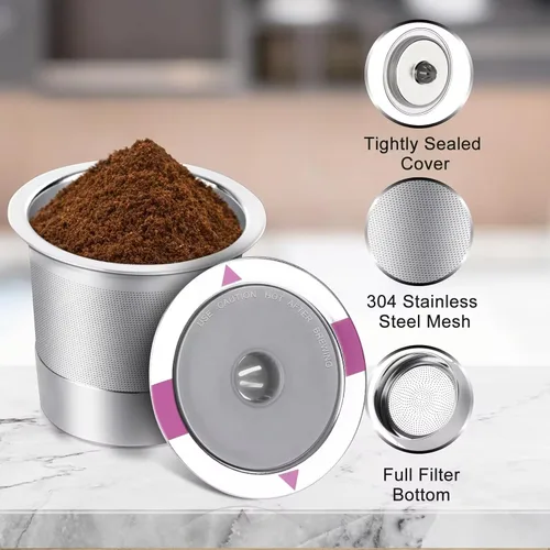 Miniatura 3 de Tazas reutilizables K Cups para Keurig, cápsulas de café reutilizables universales de acero inoxidable, cápsulas K recargables únicas para máquinas