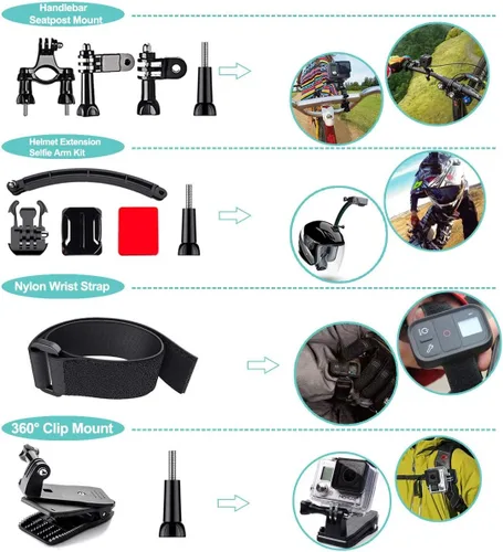 Miniatura 4 de Kit de accesorios de cámara de acción 61 en 1 para GoPro Hero 13 12 11 10 9 8 7 6, GoPro Max, GoPro Fusion, Xiaomi, Insta360, DJI Osmo Action, AKASO