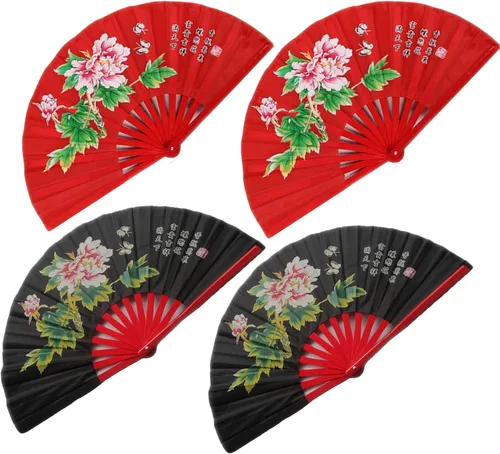 Miniatura 6 de ZooBoo Abanicos de mano derecha de bambú chino Taichi Kungfu ventilador de artes marciales deportes plegable ventilador de mano 13 pulgadas