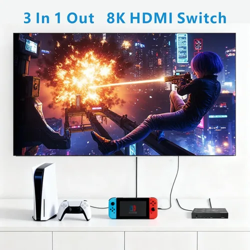 Miniatura 2 de 8K HDMI Switch 3 en 1 Salida 4K @120Hz HDMI Switcher Soporte HDR10+, Dolby Vision, Dolby Atmos, VRR, ALLM, CEC