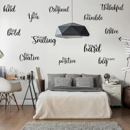 Miniatura 4 de Marspark 12 calcomanías inspiradoras para pared, con cita motivacional, para despegar y pegar, calcomanías extraíbles de espejo con frase positiva