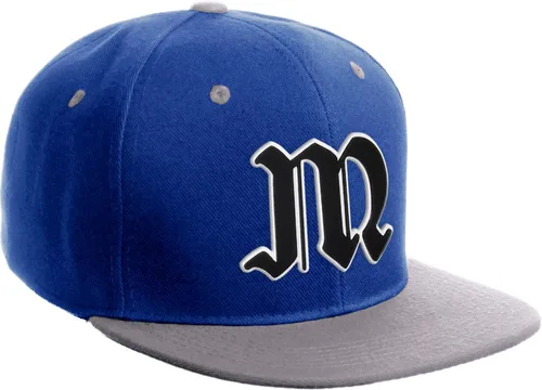 Miniatura 1644 de Daxton Gorra clásica con visera de billete plano con letras del alfabeto inglés antiguo de la A a la Z