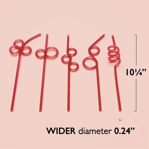 Miniatura 2 de Fiesta First 20 pajitas largas premium locas y tontas, pajitas rojas espirales divertidas y coloridas con bucle y remolino, de plástico reciclable
