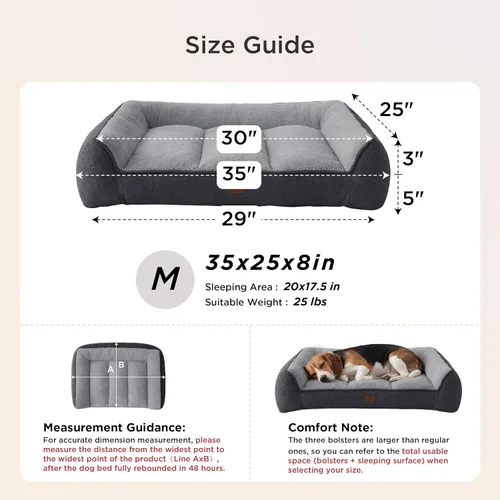 Miniatura 4 de Bedsure Cama ortopédica para perros de tamaño mediano, camas extra gruesas de apoyo para perros medianos con funda impermeable lavable, cómodo sofá