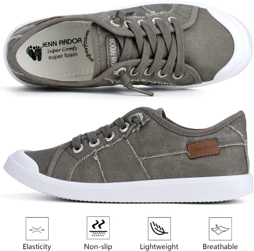 Miniatura 54 de JENN ARDOR - Tenis de lona para mujer, mocasines de meter, moda estilo casual 2022, punta redonda, suaves, cómodos, zapatos planos para caminar