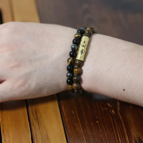 Miniatura 30 de 2Pcs Triple Protection Bracelet,Natural Tigers Eye Black Obsidian and Hematite 8 MM Beads Bracelet for Men Women Gift, Healing Crystal Bracelet