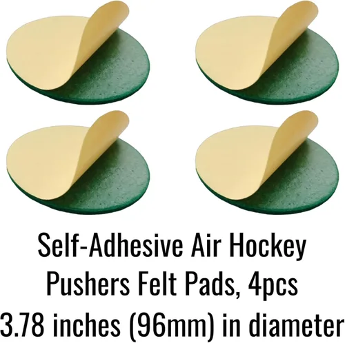 Miniatura 2 de Paquete de 4 almohadillas de fieltro verde de 3.7 pulgadas (3.701 in) – Reemplazo autoadhesivo para empujadores de hockey de aire de 3.78 pulgadas