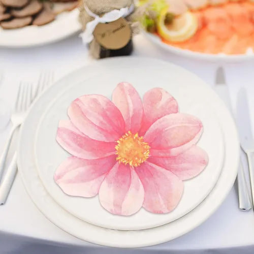Miniatura 5 de Qilery 100 servilletas desechables en forma de flor, servilletas de papel florales de verano, vajilla decorativa de flores para boda, novia, baby