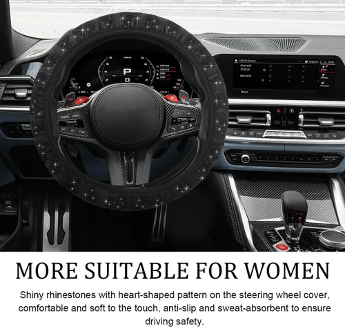 Miniatura 3 de povtii Funda para Volante de Auto, 15" en Forma de Corazón, Funda Antideslizante y Duradera de Goma para Volante de Vehículo, Accesorios Decorativos