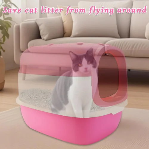 Miniatura 2 de Caja de arena para gatos con tapete de arena, caja de arena grande de 20 x 15 x 15 pulgadas para gatos grandes, cajas de arena extraíbles cerradas