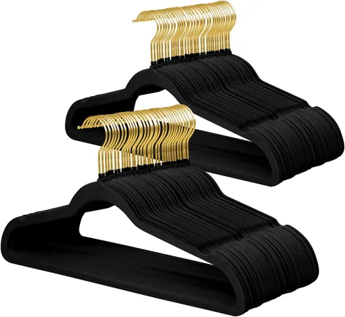 Miniatura 12 de ManGotree Perchas de terciopelo para abrigos, perchas antideslizantes de fieltro para trajes, colgador de ropa ultradelgado que ahorra espacio