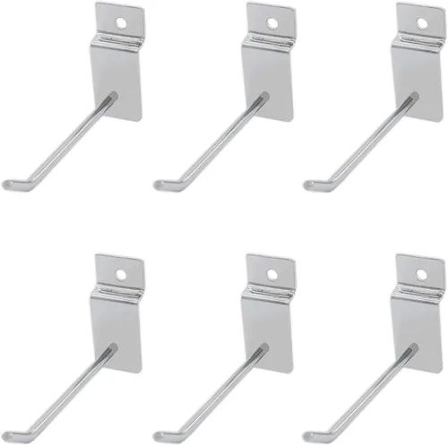 Paquete de 6 ganchos Slatwall, ganchos resistentes para uso general, rejilla de metal de grado comercial, surtido de estanterías de almacenamiento