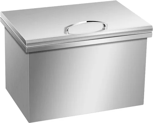 Miniatura 8 de Baúl de hielo con tapa, enfriador de hielo de acero inoxidable incluido, tubo de drenaje y tapón de drenaje, cubo de hielo para cocina al aire libre
