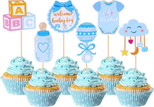 Miniatura 11 de 40 PIEZAS Oh Baby Cupcake Toppers Cisne Chupete Mameluco Carrito de Bebé Oso Niña Cupcake Picks Es un Niño Decoraciones de Baby Shower para Niños