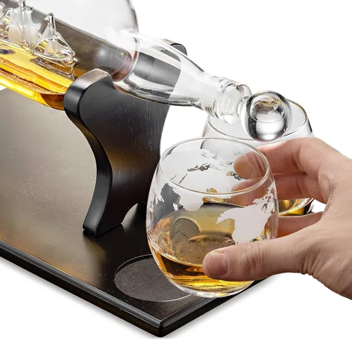 Miniatura 5 de Godinger Ship In A Bottle - Juego de decantador de whisky y vasos de whisky, para licor whisky bourbon, regalos para hombres