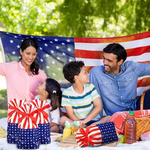Miniatura 6 de Ctosree 40 bolsas de regalo de la bandera estadounidense, bolsas de regalo del 4 de julio, bolsas de dulces del Día de la Independencia, bolsas
