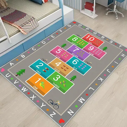 Miniatura 10 de Hopscotch - Alfombra de juego para niños, alfombra educativa del alfabeto ABC, tapete de juego para contar niños para sala de juegos, aula