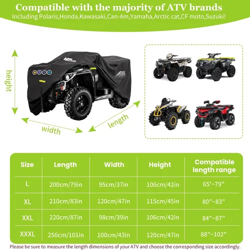 Miniatura 6 de Cubierta 600D ATV Impermeable de Alta Resistencia, Portátil, para 4 Ruedas, Impermeable al Aire Libre, Cubierta Quad para Todo Tipo de Clima