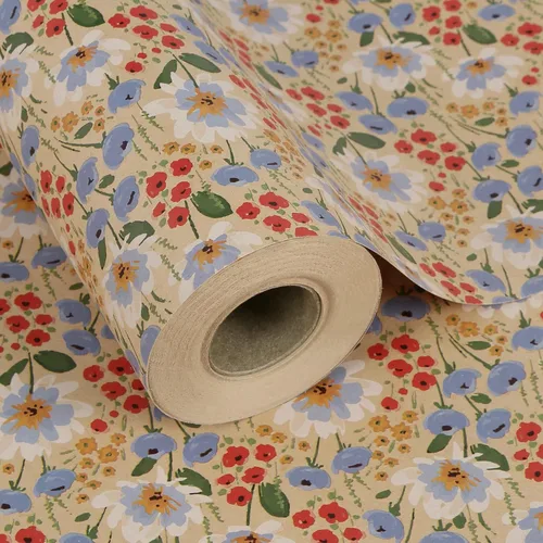 Miniatura 25 de Aimyoo - Rollo de papel de regalo floral kraft - Rollo jumbo - 30 pulgadas x 33 pies - Papel de regalo vintage con flores para todas las ocasiones