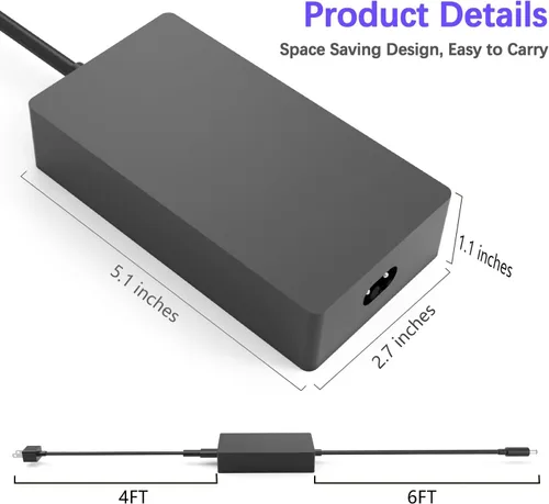 Miniatura 3 de 199W 15.35V 12.96A Cargador Adaptador de CA Compatible con Microsoft Surface Docking Station 2, Modelo 1931 1917 Microsoft Surface Dock 2 Cable