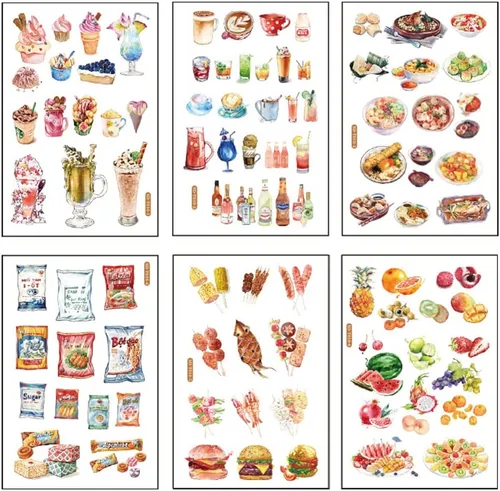 Miniatura 16 de 12 hojas de lindas calcomanías washi kawaii animales artesanales calcomanías decorativas para álbumes de recortes, planificador diario, collage