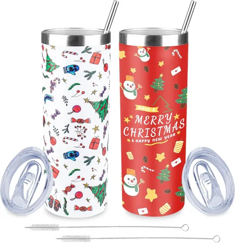 Miniatura 26 de Vaso delgado de 20 onzas con tapa y pajita, vaso de acero inoxidable aislado al vacío, taza de café de doble pared a prueba de fugas, vaso térmico