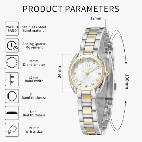 Miniatura 5 de BOSHIYA Silver Watches for Women Classic Business Analog Quartz Women Watch with Stainless Steel Band Waterproof Ladies Dress Watch