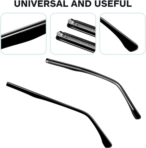 Miniatura 8 de 1 par de lentes de repuesto para lentes universales de repuesto para lentes negros, brazos, piernas, kit de reparación de cristales delgados