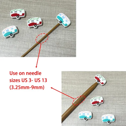 Miniatura 3 de SPANSEE 4 piezas de tapas de extremo en forma de camper para agujas de tejer, tapones para agujas de tejer, tapones para puntadas, protectores