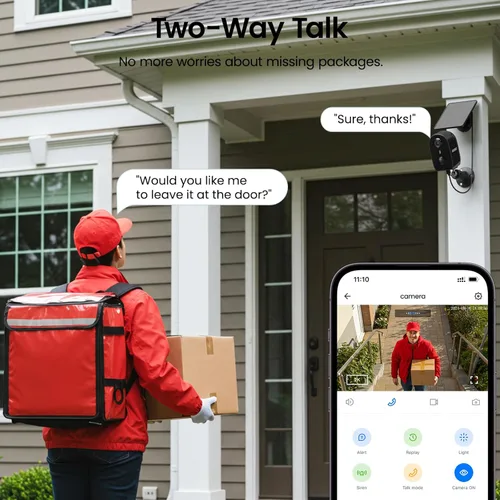 Miniatura 5 de AOQEE Cámaras para seguridad del hogar, cámaras de seguridad WiFi de 2.4 GHz inalámbricas para exteriores, funciona con batería con panel solar