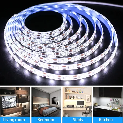 Miniatura 5 de Tira de luces LED USB de 5 V, color blanco, 6000 K, 9.84 pies, SMD 2835 IP65, impermeable, 180 LED, tira de luz Plug and Play con interruptor