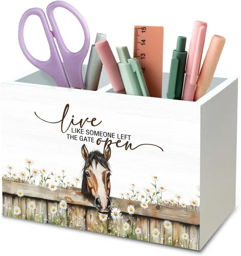 Miniatura 15 de DILSJ Organizador inspirador de 2 compartimentos para lápices, organizador para escritorio, amantes de los pollos regalos para mujeres, Live Like